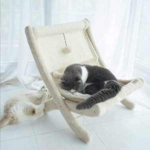 Cat Hammock - Lounge Chair Cat Bed House Detachable and Washable Deep Sleep Cat Supplies Comfortable Pet Bed-Beige
