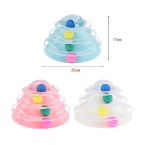 Four Layers Pet Cat Toys Turntable Intelligence Training Ball Tray Cat Tower Color May Vary