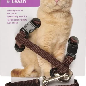 Flamingo f- Brown- Durable All-Weather Cat Harness with Leash