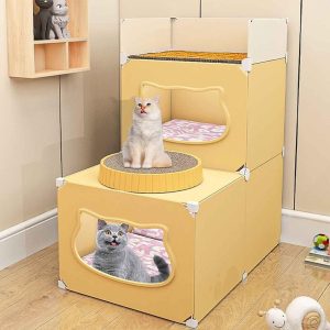 Pet Cages, Attery Toys, Beautiful Cat Houses and Apartments, Raised Cat Bed, Step Design, Easy to Clean -72*37*89 cm