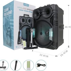GREATNICE GTS-2069 Wireless Speaker With Led Light 12 Inch Portable Speaker 25W 80dB BT 5.3 Distance 10M 2400mAh Rechargeable Battery USb Sd, Tf, Fm, Radio,