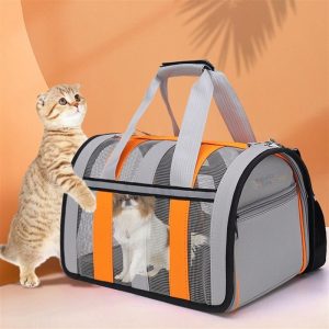 Pet Travel Carrier Bag with Safety Lock Zipper-Orange