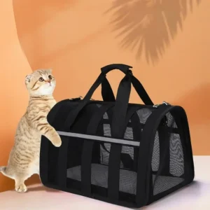 Pet Travel Carrier Bag with Safety Lock Zipper-Black