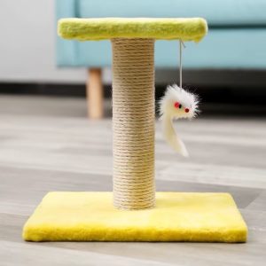 Cat tree tower scratcher with mouse toy-BEIGE-27*18*25CM