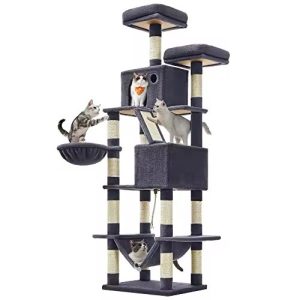 Multi-Level cat tree tower with conso, hammocks & scratching posts – large cat climbing activity center-55*45*168cm