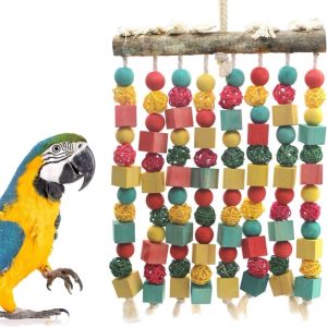 Multicolored Natural wooden blocks bird chewing toy for birds