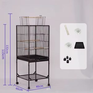 Metal bird cage on a rolling stand-46*46*132cm