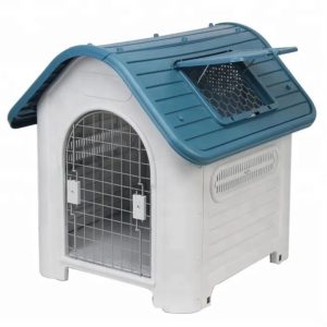 Dog Kennel, Pet House, Pet Cage, Plastic, for Dogs, Indoors, Outdoors-Gray/Blue