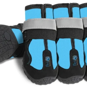 Durable Waterproof Dog Shoes, Extra Secure, Anti-Slip with Reflective Strap (Set of 4)